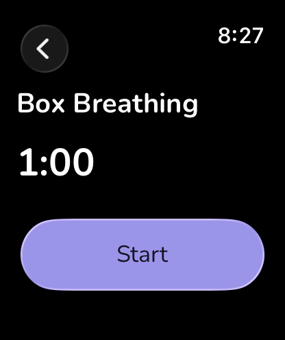 Unfold Apple Watch breathing companion showing a sample breathing guide.